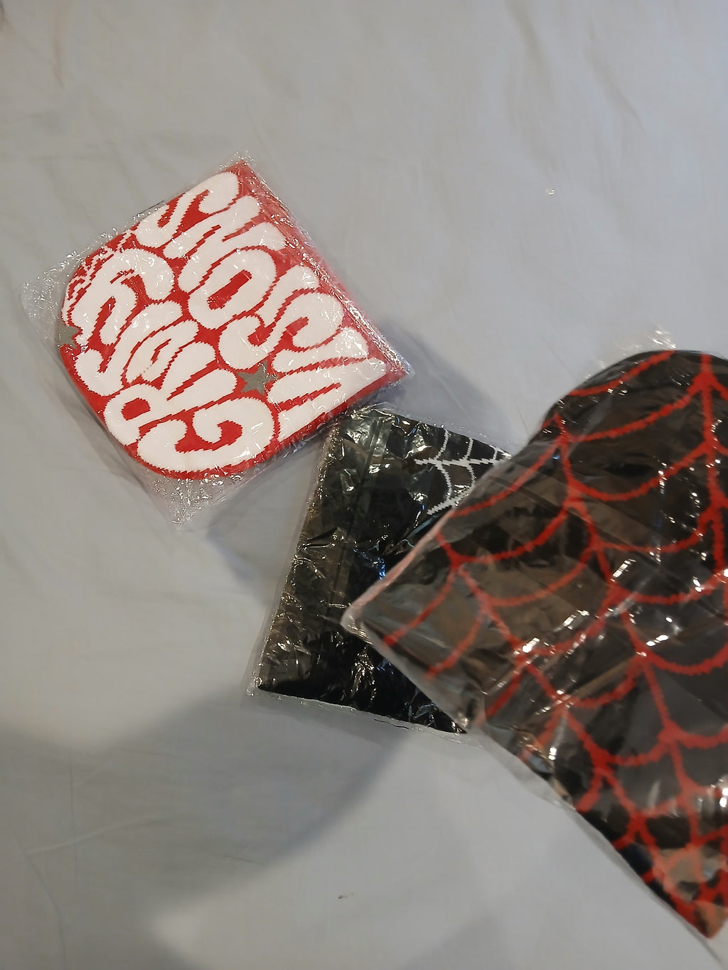 Y2K Streetwear Beanie Bundle - Spider Web & Graffiti Knit Beanies